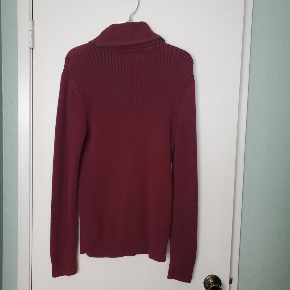 Men's American Rag Shawl Neck Ribbed Detail Burgundy Sweater Sz L Old Money Nice - Picture 2 of 8